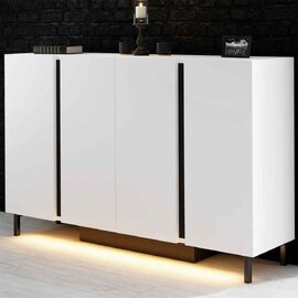 Paris Wooden LED Sideboard with 4 Doors in White
