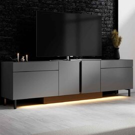 Paris Wooden LED TV Stand with 4 Doors in Anthracite