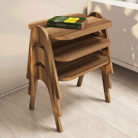 Paris Wooden Nesting Side Tables in Walnut
