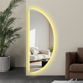 Parklane Glass Half Wall Mirror in Clear and LED
