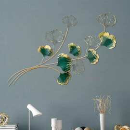 Parklane Metal biloba leaves Wall Art in Green and Gold