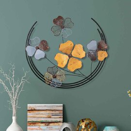 Parklane Metal Celestial Bloom Wall Art in Yellow and Black