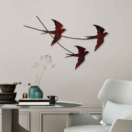 Parklane Metal Flying Bird Wall Art in Black and Red