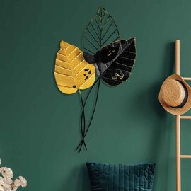 Parklane Metal Gilded Leaf Wall Art in Black and Gold