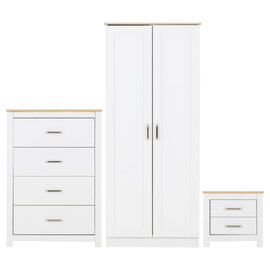Parnu Wooden Bedroom Furniture Set With 2 Doors In White And Oak