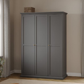 Paroya Wooden Wardrobe With 3 Doors In Matt Grey
