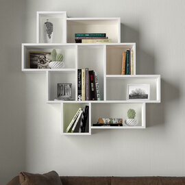 Paroza Wooden Wall Hung Shelving Unit in White