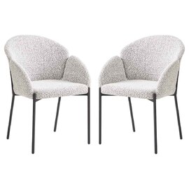 Pasadena Fabric Dining Chair In Pair - Ivory/Taupe