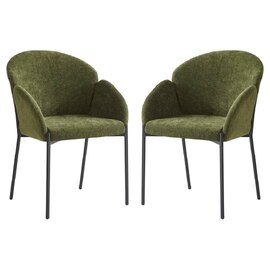 Pasadena Fabric Dining Chair In Pair - Olive