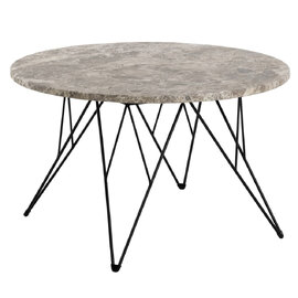 Patoka Marble Coffee Table With Black Legs In Brown