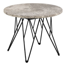 Patoka Marble Side Table With Black Legs In Grey
