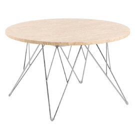 Patoka Wooden Coffee Table With Chrome Legs In Matt Beige