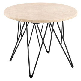 Patoka Wooden Side Table With Black Legs In Matt Beige