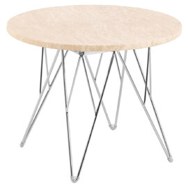 Patoka Wooden Side Table With Chrome Legs In Matt Beige