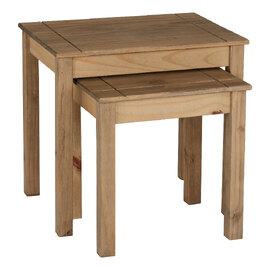 Pavia Wooden Nest Of 2 Tables In Natural Wax
