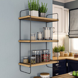 Pavilion Wooden Wall Hung Shelving Unit in Atlantic Pine