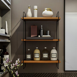 Pavilion Wooden Wall Hung Shelving Unit in Walnut