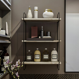 Pavilion Wooden Wall Hung Shelving Unit in White Marble Effect