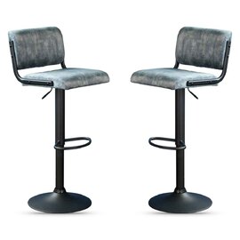 Pawling Fabric Gas Lift Bar Stools In Pair - Blue