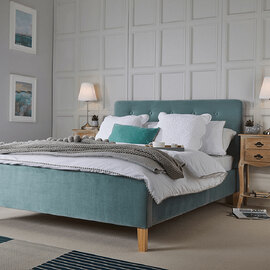 Paxton Velvet Double Bed In Aqua
