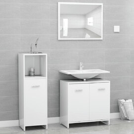 Pecos Wooden 3 Piece Bathroom Furniture With Mirror In White
