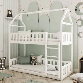 Pecos Wooden Bunk Bed With Bonnell Mattress In White
