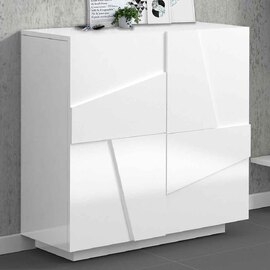 Pembroke High Gloss Shoe Storage Cabinet With 2 Doors In White