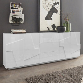 Pembroke High Gloss Sideboard With 4 Doors And 3 Drawers In White