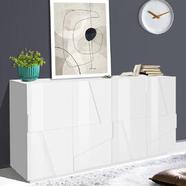 Pembroke High Gloss Storage Cabinet With 4 Doors In White