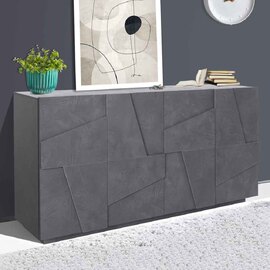 Pembroke Wooden Storage Cabinet With 4 Doors In Slate