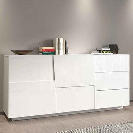 Pendleton High Gloss Sideboard With 2 Doors And 3 Drawers In White