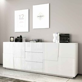 Pendleton High Gloss Sideboard With 4 Doors And 3 Drawers In White