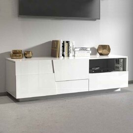 Pendleton High Gloss TV Stand With 2 Doors And 1 Drawer In White