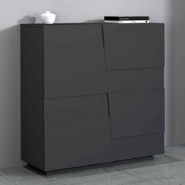 Pendleton Wooden Highboard With 4 Doors In Matte Anthracite