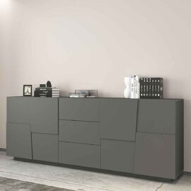 Pendleton Wooden Sideboard With 4 Doors And 3 Drawers In Matte Anthracite