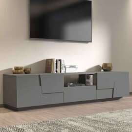 Pendleton Wooden TV Stand With 4 Doors In Matte Anthracite