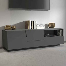 Pendleton Wooden TV Stand With 2 Doors And 1 Drawer In Matte Anthracite