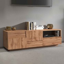 Pendleton Wooden TV Stand With 2 Doors And 1 Drawer In Wotan Oak