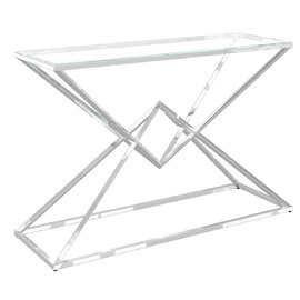 Penrith Clear Glass Console Table With Stainless Steel Frame