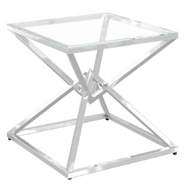 Penrith Clear Glass Side Table With Stainless Steel Frame
