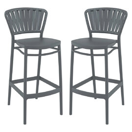 Penwell Dark Grey Polypropylene Bar Chairs in Pair