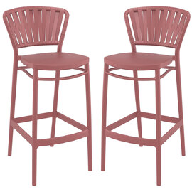 Penwell Marsala Polypropylene Bar Chairs in Pair