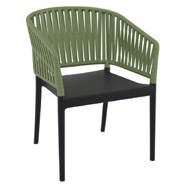 Penwell Polypropylene Outdoor Armchair In Black And Olive Green
