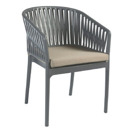 Penwell Polypropylene Outdoor Armchair in Dark Grey and Taupe