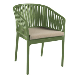 Penwell Polypropylene Outdoor Armchair in Olive Green and Taupe