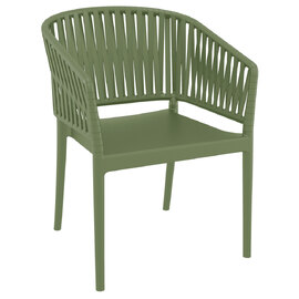 Penwell Polypropylene Outdoor Armchair In Olive Green