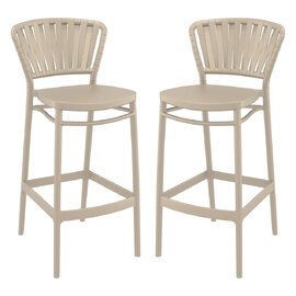 Penwell Taupe Polypropylene Bar Chairs in Pair