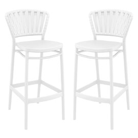 Penwell White Polypropylene Bar Chairs in Pair