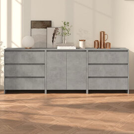 Pepa Wooden Sideboard With 2 Doors 6 Drawers In Concrete Effect