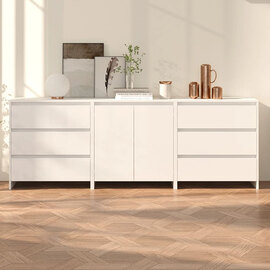 Pepa Wooden Sideboard With 2 Doors 6 Drawers In White